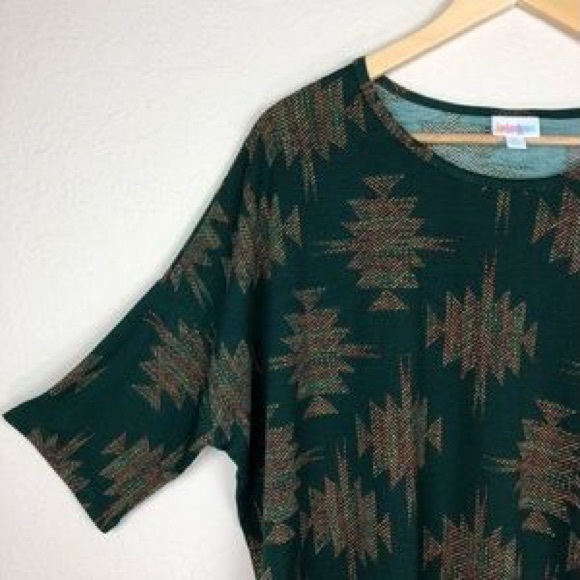 LuLaRoe-Irma- Green with Aztec pattern Long Top - Picture 2 of 8